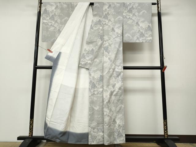 平和屋着物●本場大島紬 白大島 9マルキ 風景樹林文 正絹 逸品 CABL8733ut