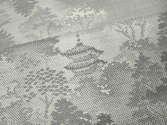 平和屋着物●本場大島紬 白大島 9マルキ 風景樹林文 正絹 逸品 CABL8733ut
