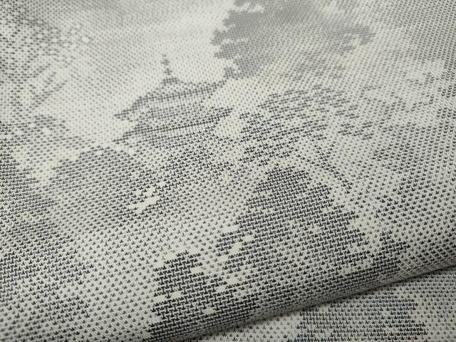 平和屋着物●本場大島紬 白大島 9マルキ 風景樹林文 正絹 逸品 CABL8733ut
