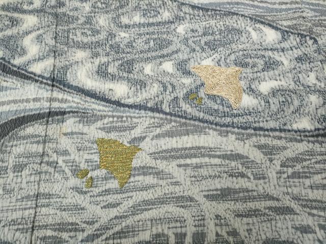 平和屋着物●訪問着 大渕隆二 駒刺繍 千鳥立波文 金彩 正絹 逸品 CABL8734ut