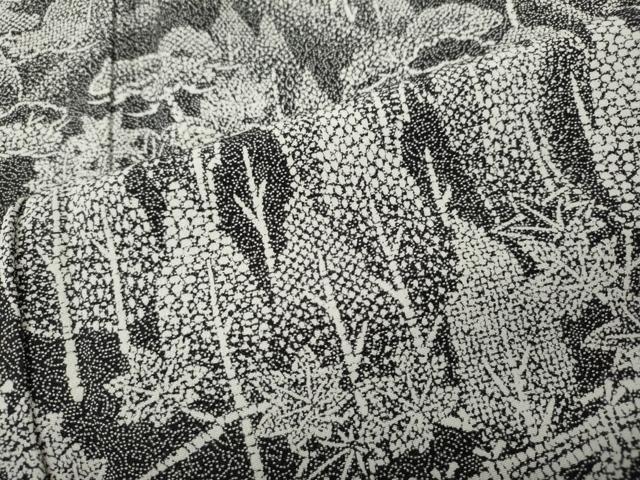 平和屋着物●訪問着 江戸小紋 風景樹林文 黒地 正絹 逸品 CABL8736ut