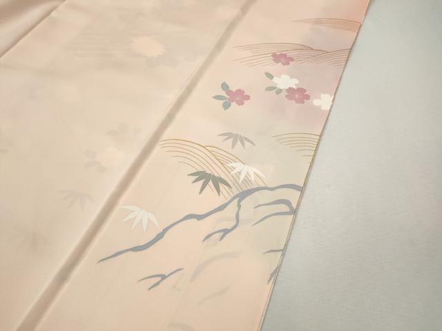 平和屋着物●訪問着 駒刺繍 花筏 暈し染め 金彩 正絹 逸品 CABL8743ut