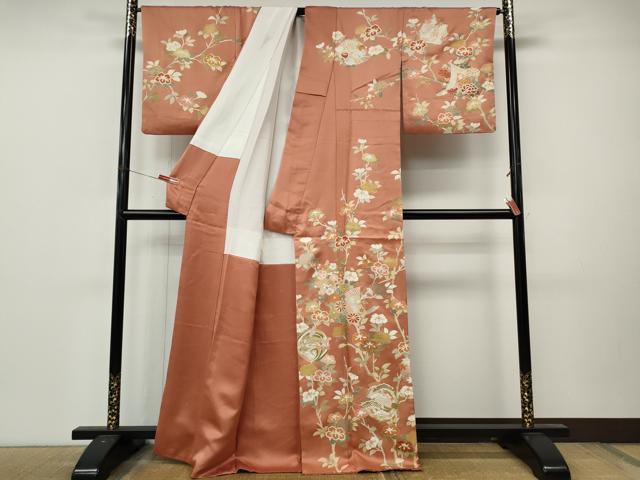 平和屋着物●創業460年・千總 訪問着 駒刺繍 几帳枝花文 金彩 正絹 逸品 CABL8744ut