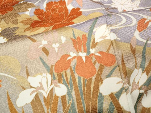 平和屋着物●豪華振袖 草木友禅 駒刺繍 花筏 暈し染め 金彩 正絹 逸品 CABL8745ut