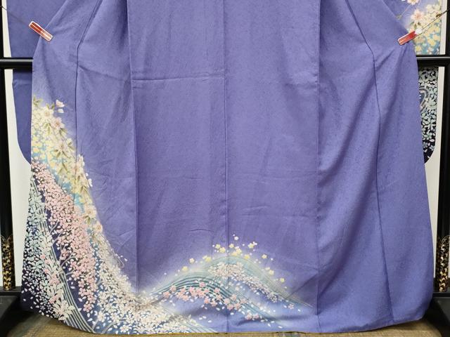 平和屋着物●豪華振袖 絞り 立波枝花文 暈し染め 金通し地 正絹 逸品 CABL8746ut
