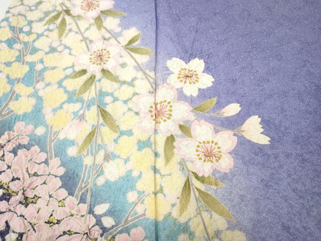 平和屋着物●豪華振袖 絞り 立波枝花文 暈し染め 金通し地 正絹 逸品 CABL8746ut