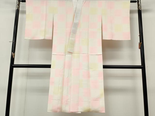平和屋着物●長襦袢 袷 市松文 暈し染め 正絹 逸品 CABL8760ut