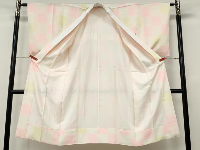 平和屋着物●長襦袢 袷 市松文 暈し染め 正絹 逸品 CABL8760ut