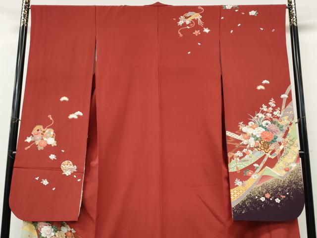 平和屋着物●豪華振袖 御所車花文 暈し染め 金彩 そごう扱い 正絹 逸品 CABL8768ut
