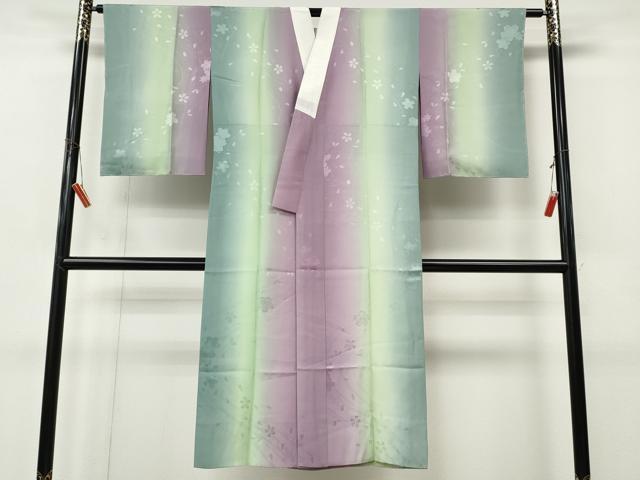 平和屋着物●長襦袢 袷 流水舞花地紋 暈し染め さが美扱い 正絹 逸品 未使用 CABL8772ut
