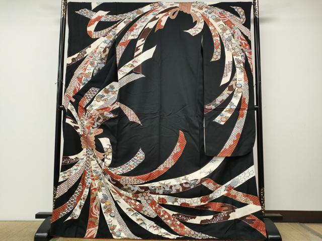 平和屋着物●豪華振袖 駒刺繍 束ね熨斗鳳凰花文 金彩 正絹 逸品 CABL8790ut