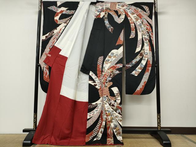 平和屋着物●豪華振袖 駒刺繍 束ね熨斗鳳凰花文 金彩 正絹 逸品 CABL8790ut