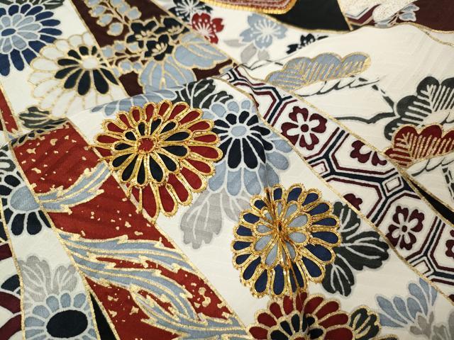 平和屋着物●豪華振袖 駒刺繍 束ね熨斗鳳凰花文 金彩 正絹 逸品 CABL8790ut
