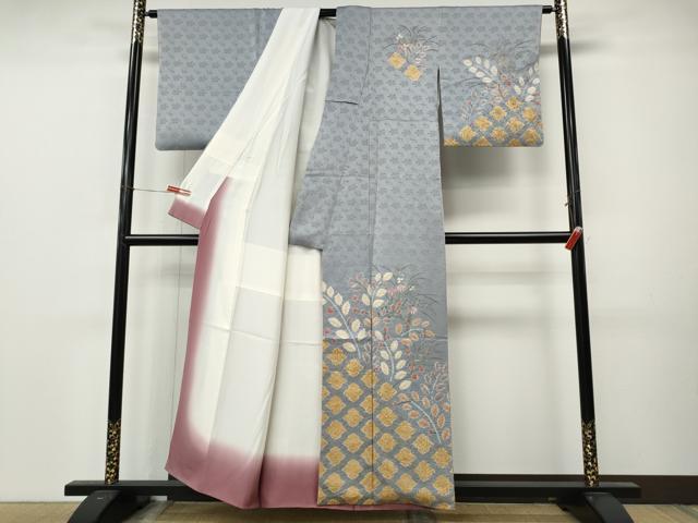 平和屋着物●訪問着 絞り 刺繍 草花文 金彩 正絹 逸品 CABL8791ut