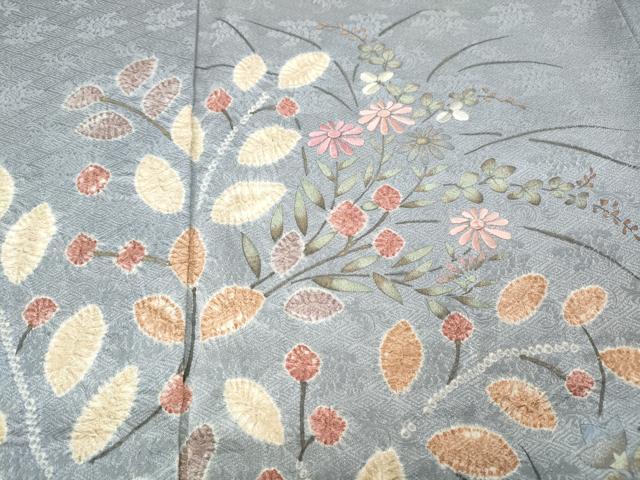 平和屋着物●訪問着 絞り 刺繍 草花文 金彩 正絹 逸品 CABL8791ut