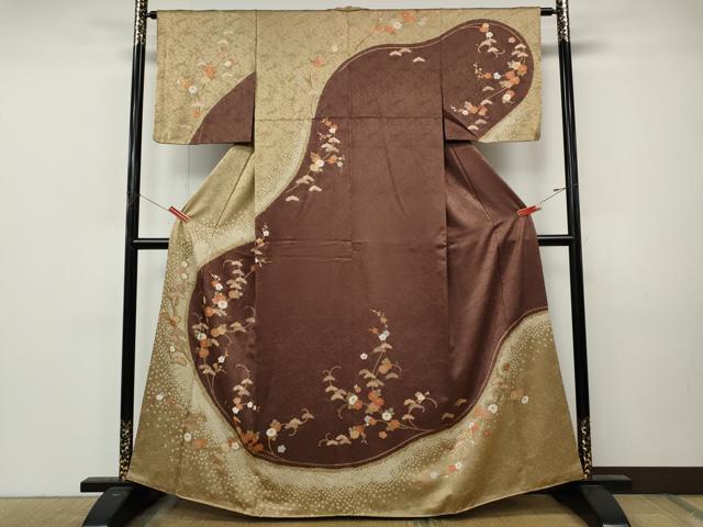 平和屋着物●訪問着 絞り 刺繍 花唐草文 正絹 逸品 CABL8793ut