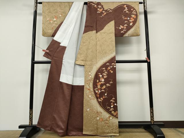 平和屋着物●訪問着 絞り 刺繍 花唐草文 正絹 逸品 CABL8793ut
