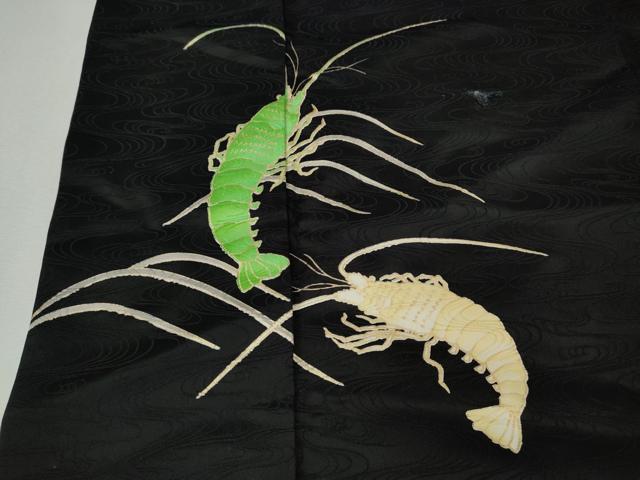 平和屋着物●訪問着 伊勢海老 黒地 金彩 洗える着物 CABL8794ut