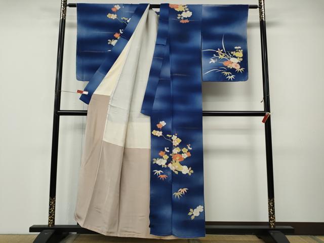 平和屋着物●訪問着 流水草花文 暈し染め 金銀糸 正絹 逸品 CABL8795ut