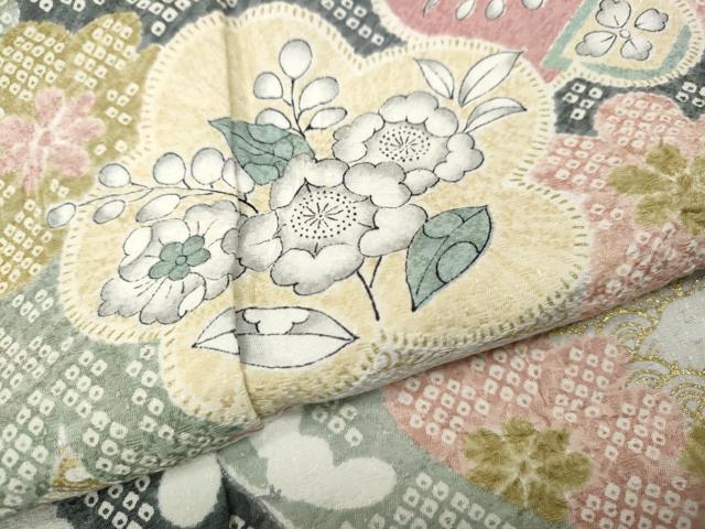 平和屋着物●訪問着 絞り 流水舞花文 暈し染め 金彩 正絹 逸品 CABL8800ut