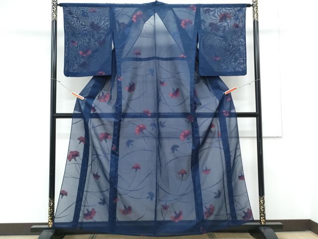 平和屋着物*夏物 小紋 紗 草花文 正絹 逸品 CABL8812th