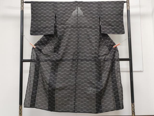 平和屋着物*夏物 紗紬 吉祥文 黒地 正絹 逸品 CABL8818th