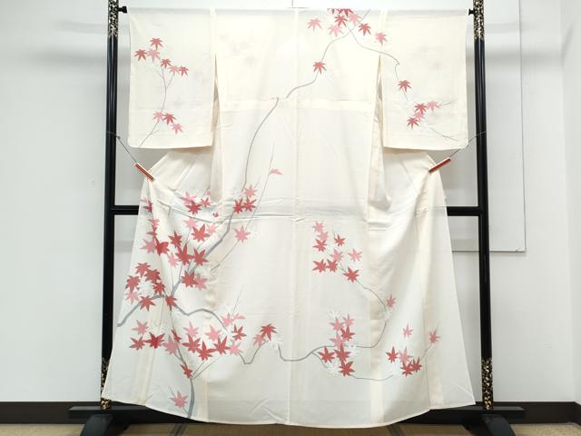 平和屋着物*夏物 訪問着 絽 駒刺繍 枝楓文 銀彩 正絹 逸品 CABL8855th