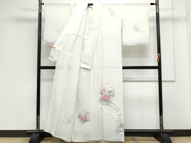 平和屋着物*夏物 訪問着 絽 友禅 草花文 正絹 逸品 CABL8904th