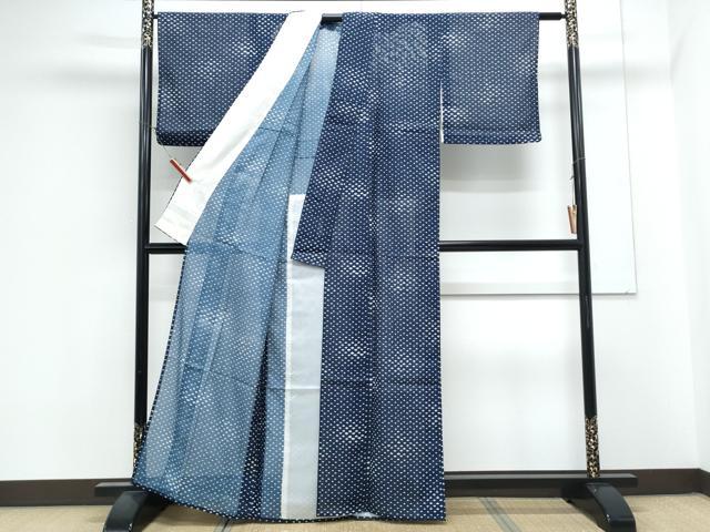 平和屋着物*夏物 小紋 絽 扇面文 暈し染め 洗える着物 CABL8913th