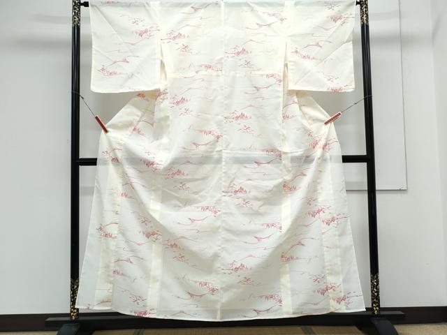 平和屋着物*夏物 小紋 絽 風景文 暈し染め 洗える着物 CABL8916th