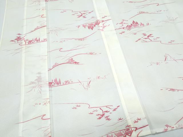 平和屋着物*夏物 小紋 絽 風景文 暈し染め 洗える着物 CABL8916th