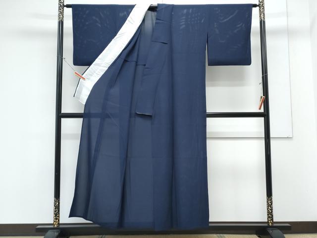 平和屋着物*夏物 色無地 絽 鉄紺色 正絹 逸品 CABL8923th