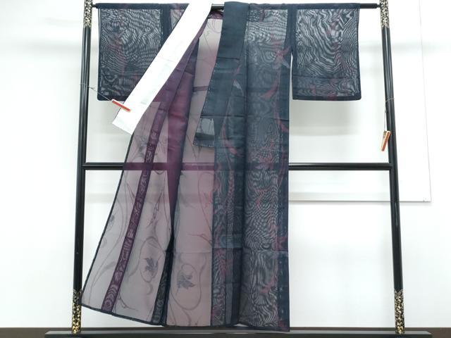 平和屋着物*夏物 小紋 紗 花唐草文 銀糸 正絹 逸品 CABL8945th