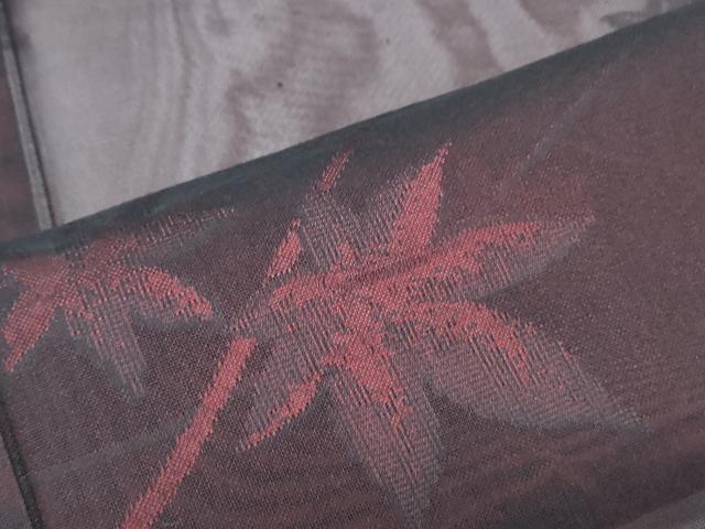 平和屋着物*夏物 小紋 紗 草葉文 黒地 正絹 逸品 CABL8946th