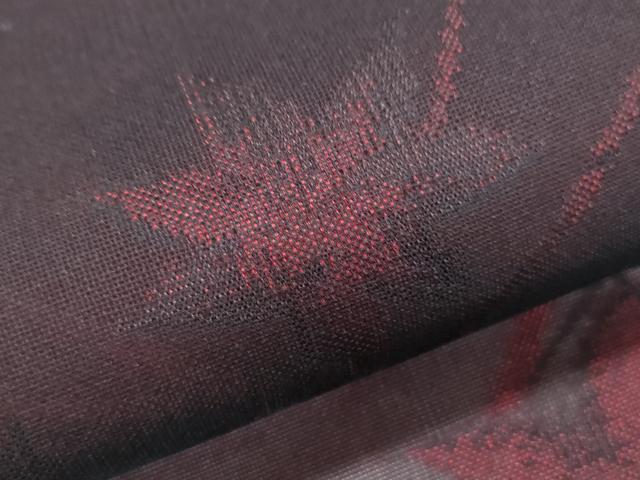 平和屋着物*夏物 小紋 紗 草葉文 黒地 正絹 逸品 CABL8946th
