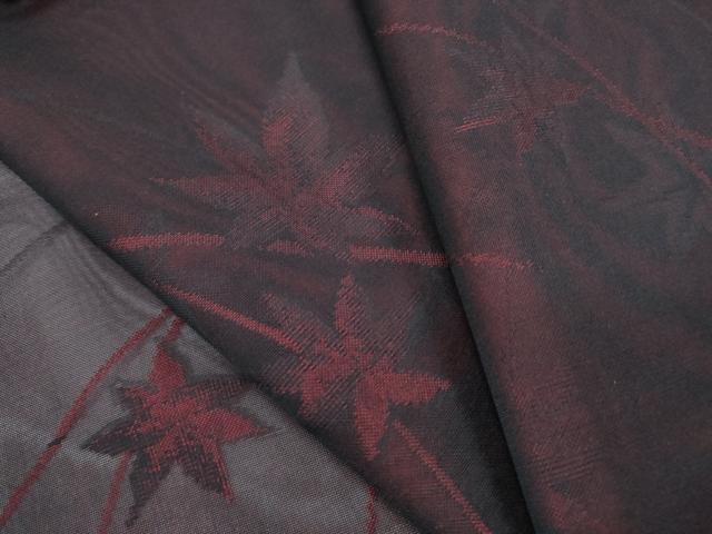 平和屋着物*夏物 小紋 紗 草葉文 黒地 正絹 逸品 CABL8946th