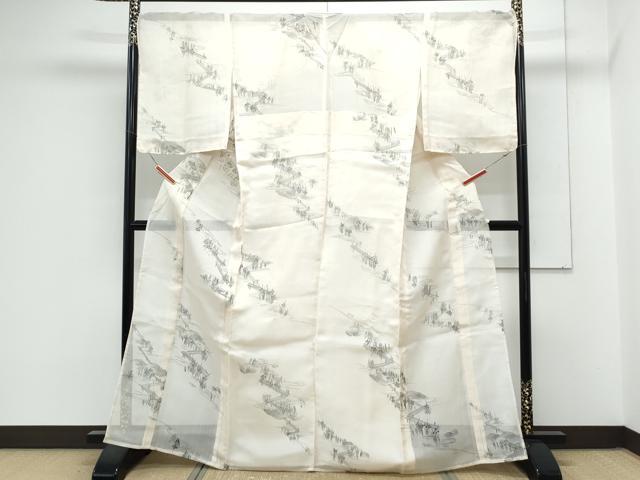 平和屋着物*夏物 絹芭蕉 流水花文 正絹 逸品 CABL8949th