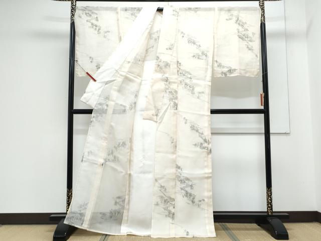 平和屋着物*夏物 絹芭蕉 流水花文 正絹 逸品 CABL8949th