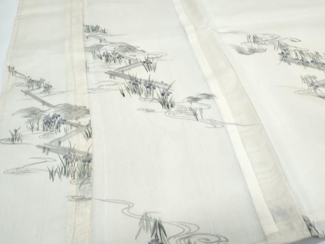 平和屋着物*夏物 絹芭蕉 流水花文 正絹 逸品 CABL8949th