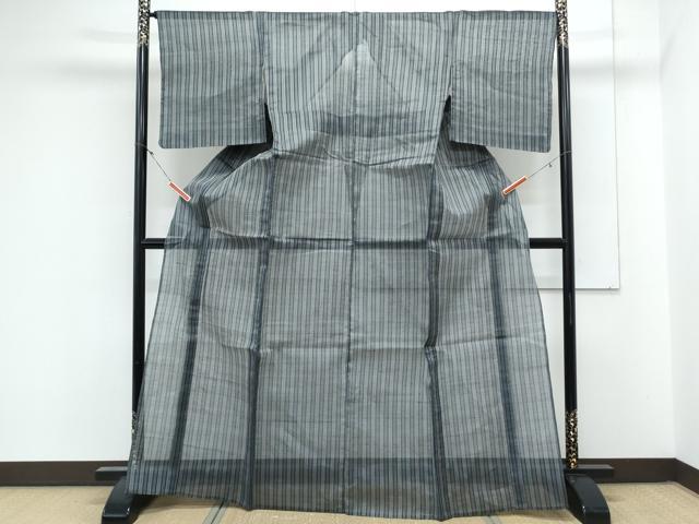 平和屋着物*夏物 紗紬 縞 正絹 逸品 CABL8950th