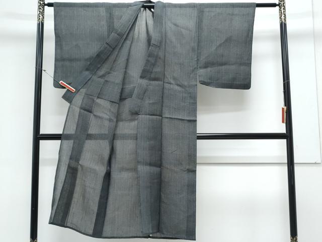 平和屋着物*夏物 男性 上布 格子文 麻 逸品 CABL8968th