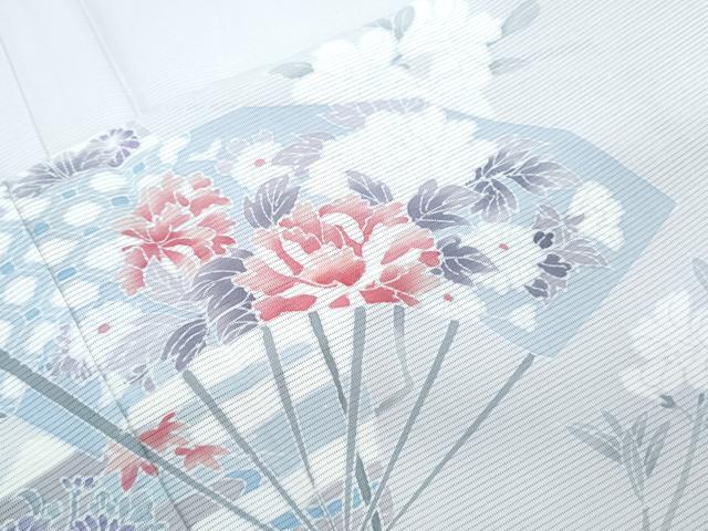 平和屋着物*夏物 訪問着 絽 扇面花文 正絹 逸品 CABL8972th