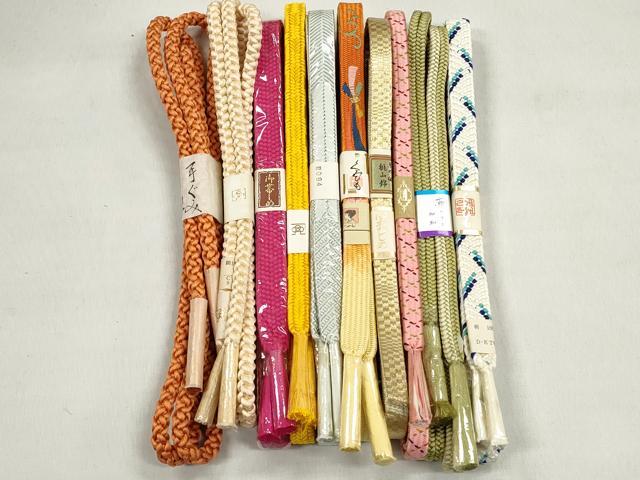 平和屋着物●和装小物 帯締め10本セット 高麗組 笹浪組 金糸 逸品 未使用 CABL9206qe