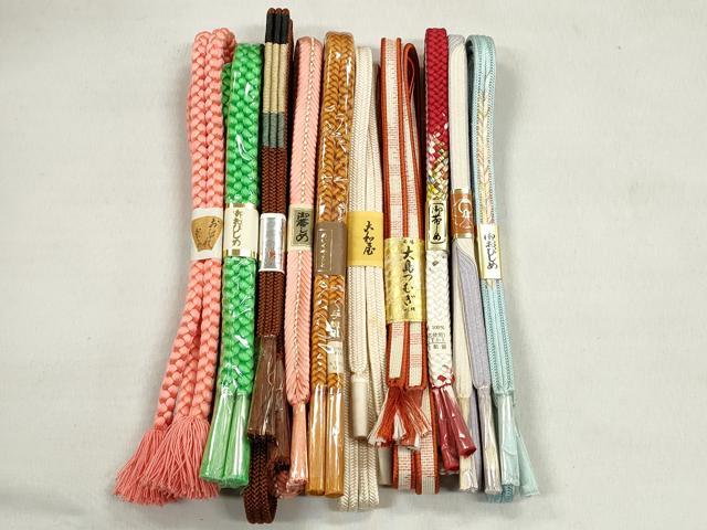 平和屋着物●和装小物 帯締め10本セット 冠組 角八つ組 大島紬 めいくやまと 逸品 未使用 CABL9211qe