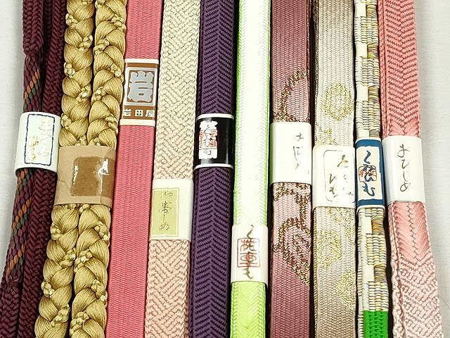 平和屋着物●和装小物 帯締め10本セット 高麗組 大和組 笹浪組 草木染め 金糸 逸品 未使用 CABL9224qe