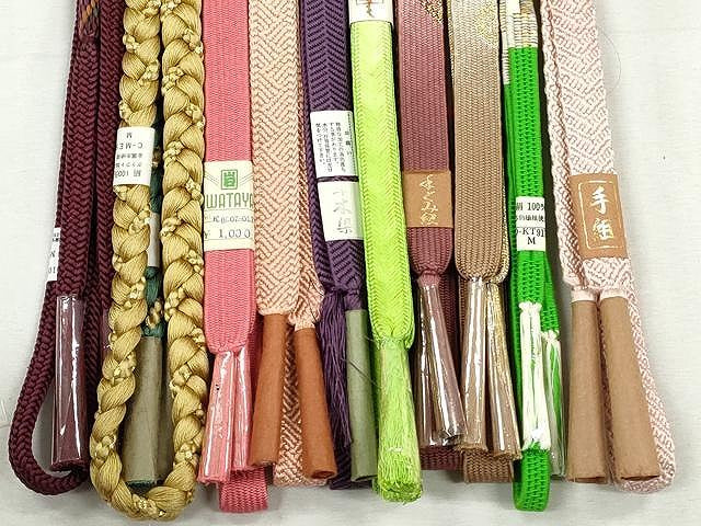 平和屋着物●和装小物 帯締め10本セット 高麗組 大和組 笹浪組 草木染め 金糸 逸品 未使用 CABL9224qe