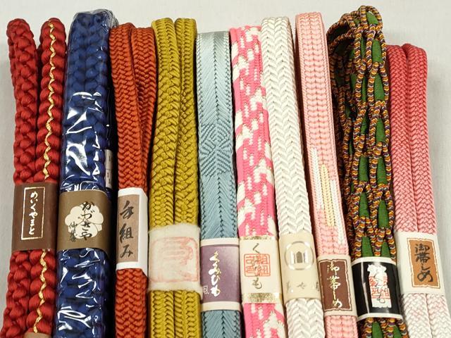 平和屋着物●和装小物 帯締め10本セット 御岳組 大和組 本貝の口織 めいくやまと 金糸 逸品 未使用 CABL9291qe