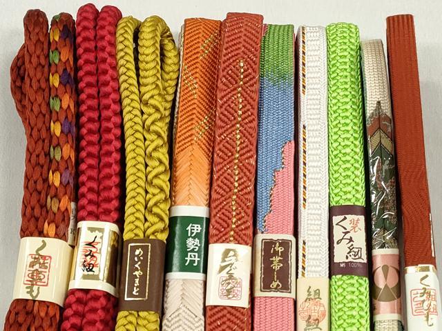 平和屋着物●和装小物 帯締め10本セット 高麗組 笹浪組 角八つ組 めいくやまと 金糸 伊勢丹・さが美扱い 逸品 未使用 CABL9292qe