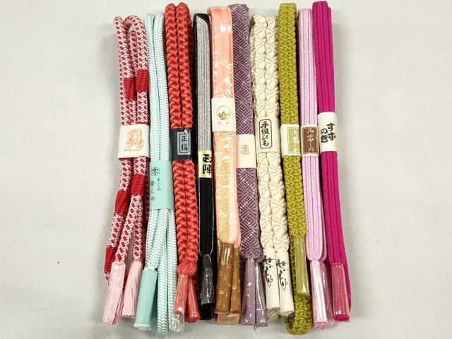 平和屋着物●和装小物 帯締め10本セット 西陣 唐組 大和組 銀糸 逸品 未使用 CABL9296qe