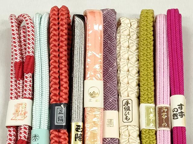 平和屋着物●和装小物 帯締め10本セット 西陣 唐組 大和組 銀糸 逸品 未使用 CABL9296qe